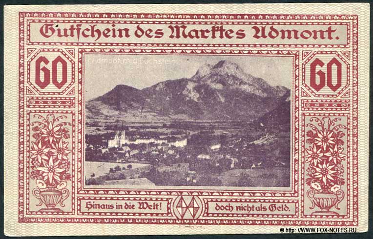 Gutschein des Marktes Admont. 60 Heller. November 1920