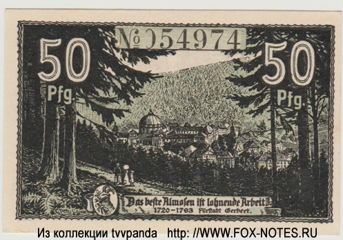 Gemeinde Sankt Blasien 50 Pfennig 1920 notgeld