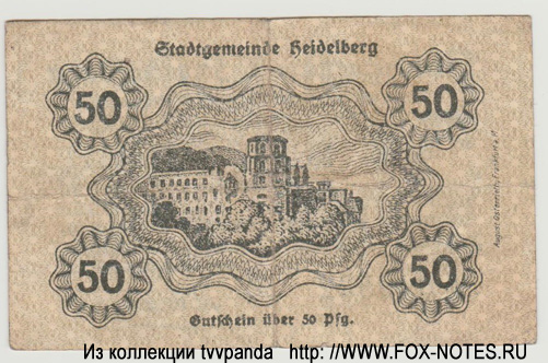 Stadtgemeinde Heidelberg 50 Pfennig 1917