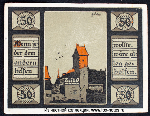 Gutschein der Stadt Mainbernheim. 50 Pfennig 1921.