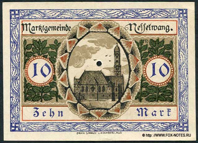 Marktgemeinde Nesselwang 10 Mark 1918
