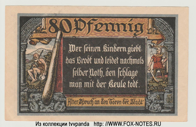 Notgeld der Stadt Jüterbog. 80 Pfennig. 1. Oktober 1920.