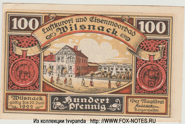 Wilsnack 100 Pfennig 1922