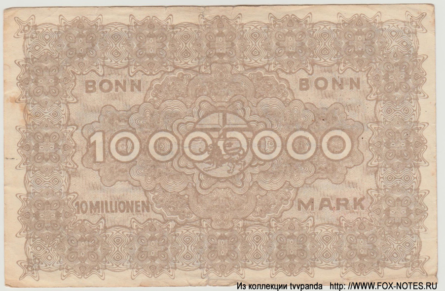 Stadt= und Landkreis Bonn und Siegkreis 10 Millionen Mark 1923