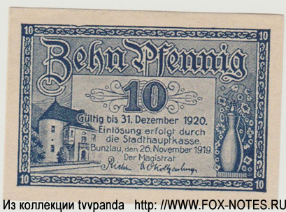 Stadthauptkasse Bunzlau 10 Pfennig 1919