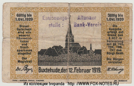 Stadt Buxtehude Altonaer Bankverein 25 Pfennig 1919