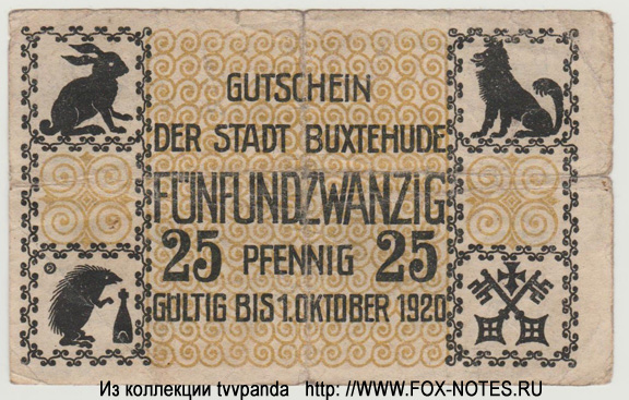 Stadt Buxtehude Altonaer Bankverein 25 Pfennig 1919