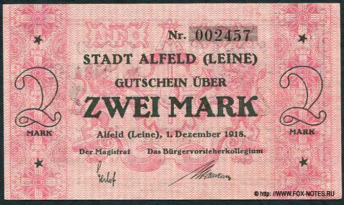 Stadt Alfeld (Leine) 2 Mark 1918
