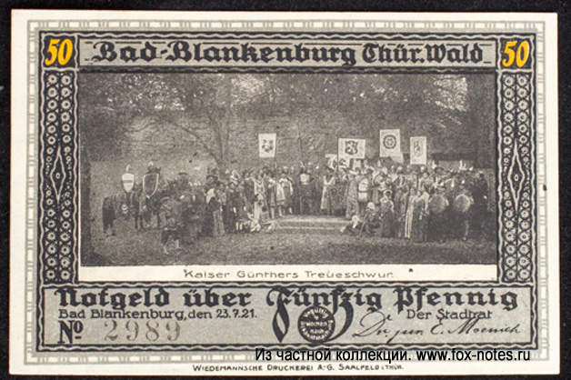 Stadt Bad Blankenburg 50 Pfennig 1921