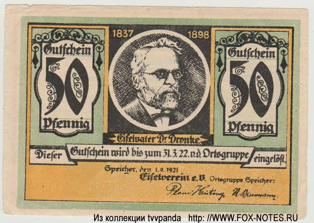 Eifelverein e. V. 50 Pfennig 1921