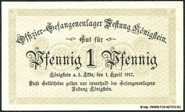 Offizier-Gefangenenlager Festung Königstein 1 Pfennig 1917