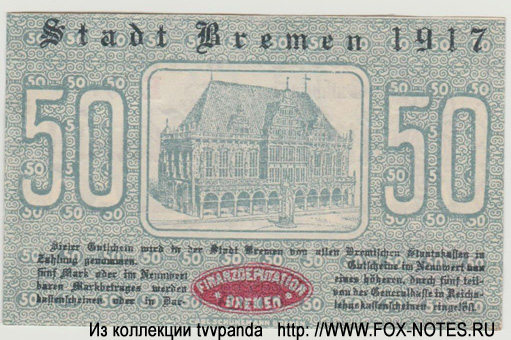 Finanzdeputation, Bremen 50 Pfennig 1917