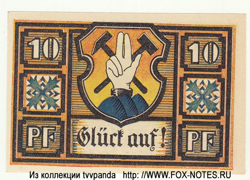 Notgeldschein der Stadt Gottesberg. 10 Pfennig 1921.