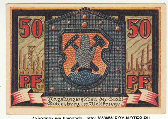 Notgeldschein der Stadt Gottesberg. 50 Pfennig 1921.