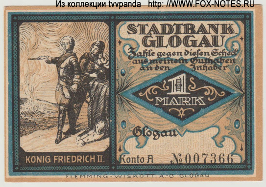 Notgeld der Stadt Glogau. 1 mark 1921.