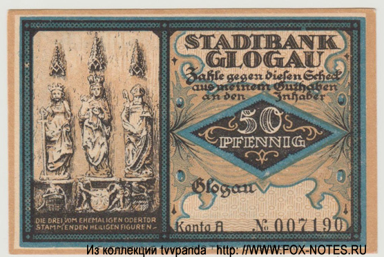 Notgeld der Stadt Glogau. 50 pfennig 1921.