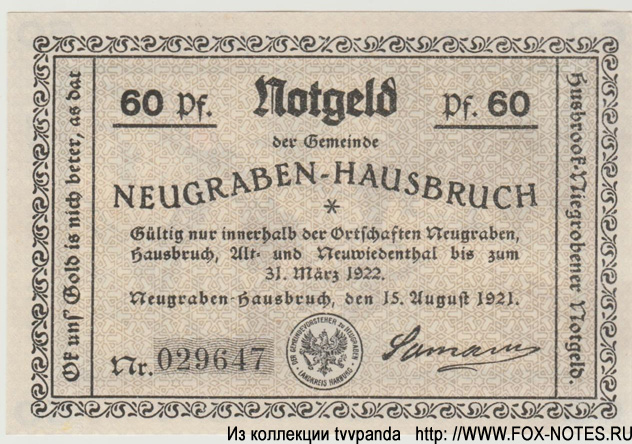 Gemeinde Neugraben-Hausbruch 60 Pfennig 1921