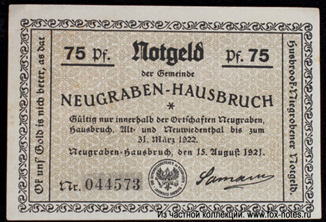 Gemeinde Neugraben-Hausbruch 75 pfennig 1921