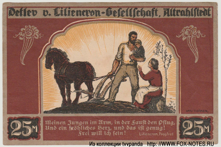 Liliencron-Gesellschaft Notgeld 25 Mark 1922
