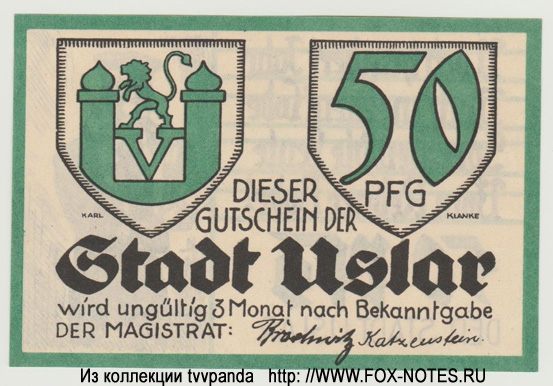 Stadt Uslar 50 Pfennig 1921