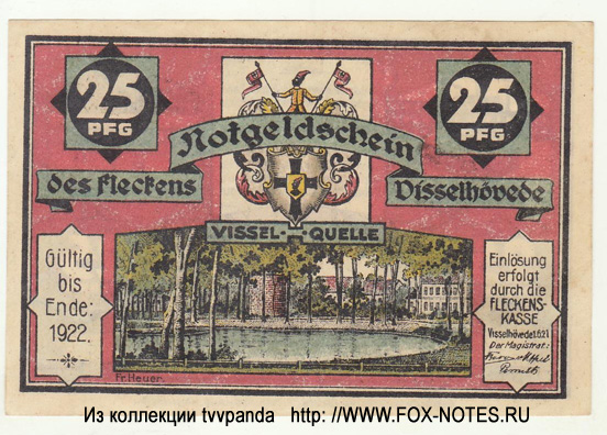 Notgeld Fleckens Visselhövede. 25 Pfennig. 1. Juni 1921.