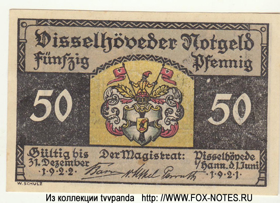 Notgeld Fleckens Visselhövede. 50 Pfennig. 1. Juni 1921.