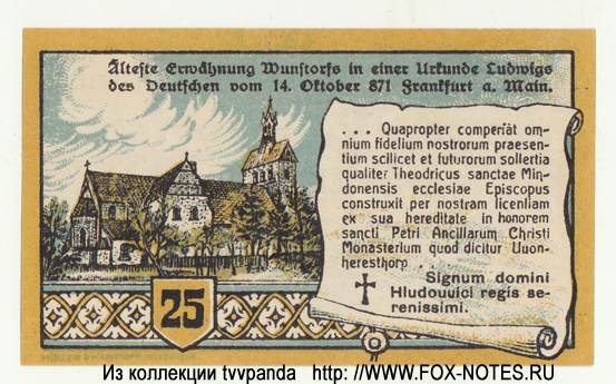 Sparkasse der Stadt Wunstorf 25 Pfennig 1920