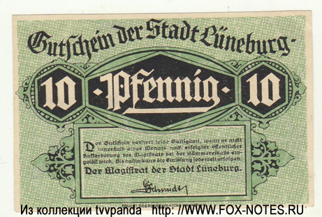 Stadt Lüneburg 10 Pfennig Notgeld