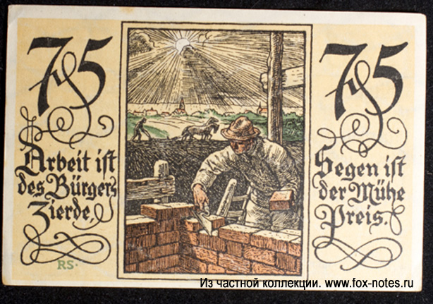 Notgeld der Kreises Rotenburg i Hann. 75 pfennig 1921.
