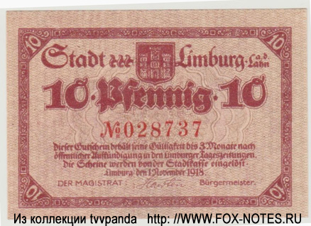 Stadt Limburg an der Lahn 10 Pfennig 1918
