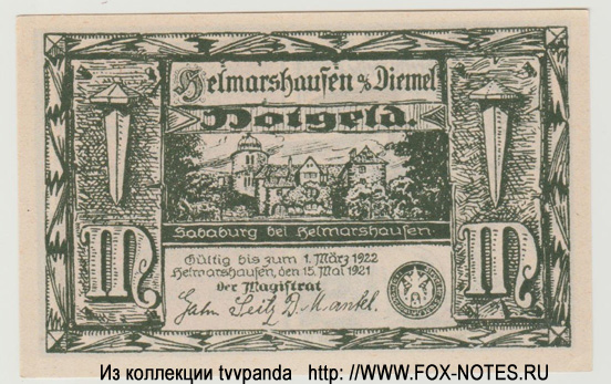 Stadt Helmarshausen Notgeld 1 Mark 1921