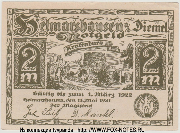 Stadt Helmarshausen Notgeld 2 Mark 1921
