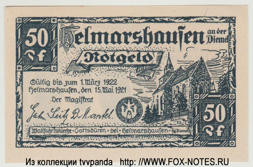 Stadt Helmarshausen Notgeld 50 pfennig 1921
