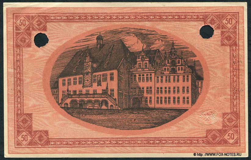Gutschein der Stadtgemeinde Heilbronn a. N.  50 Mark. 17. Oktober 1918.