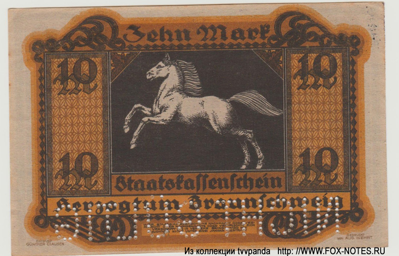 Herzogtum Braunschweig 10 Mark 1918