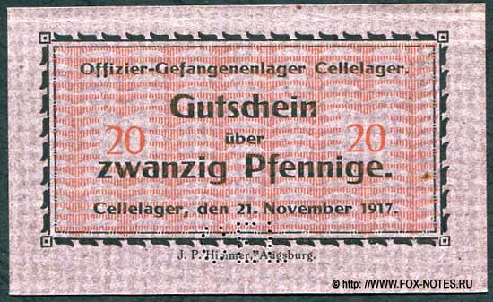 Offizier-Gefangenenlage Cellelager 20 Pfennig 1917
