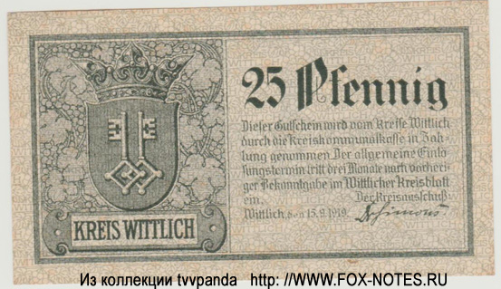 Kreis Wittlich 25 Pfennig 1919
