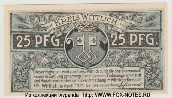 Kreis Wittlich 25 Pfennig 1921