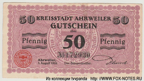 Ahrweiler 50 Pfennig 1918