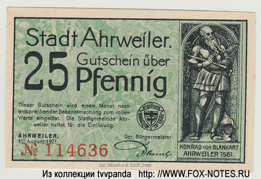 Ahrweiler 25 Pfennig 1921