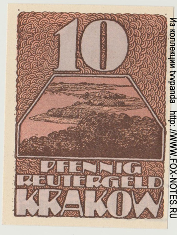 Reutergeld Krakow 10 Pfennig 1922.