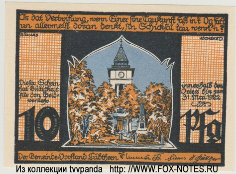Reutergeld Lübtheen 10 Pfennig 1922