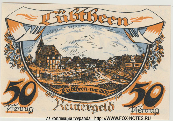 Reutergeld Lübtheen 50 Pfennig 1922