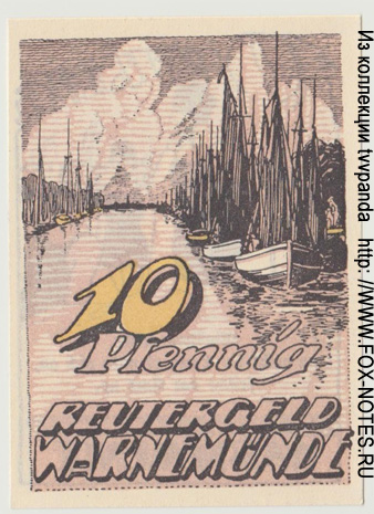 Reutergeld Warnemünde 10 Pfennig 1922.