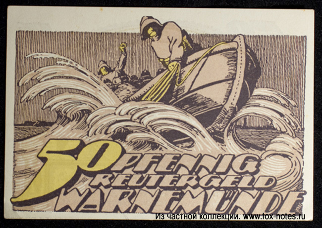 Die Badenverwaltung Warnemünde 50 Pfennig 1922
