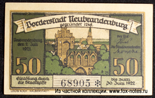 Stadt Neubrandenburg 50 Pfennig 1921 Notgeld