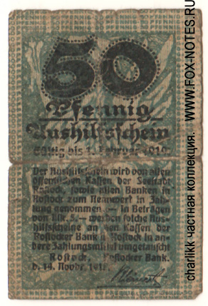 Rostocker Bank. 50 Pfennig. 1918.