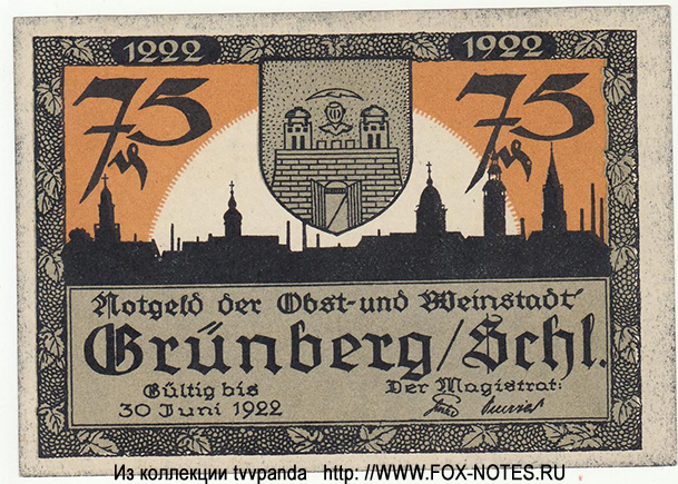 Stadt Grünberg 75 Pfennig 1922