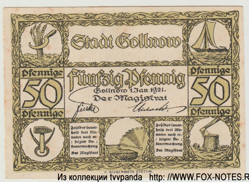 Gollnow 50 Pfennig 1921 notgeld