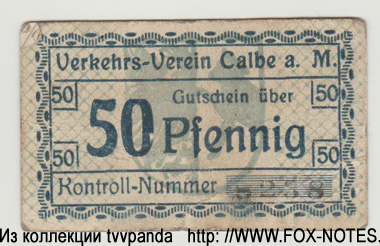 Verkehrsverein Calbe a.d. Milde 50 Pfennig 1920